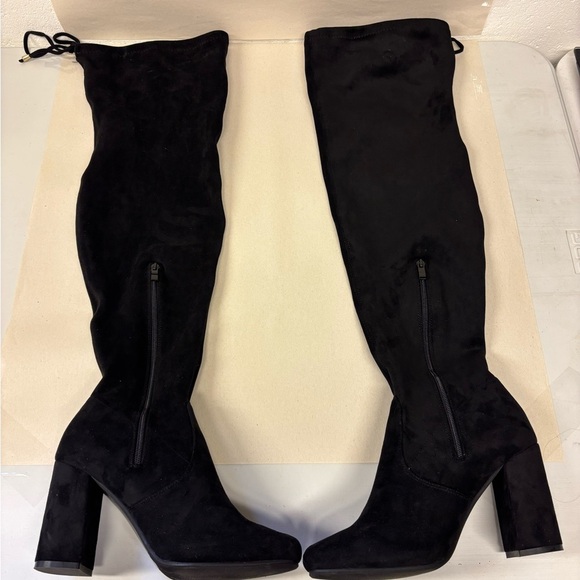 Vepose Black Over the Knee Boots with Block Heel Size 10 - Picture 2 of 6